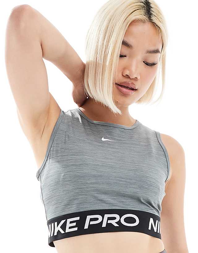 asos Nike Pro Training 365 Dri-FIT cropped vest in grey