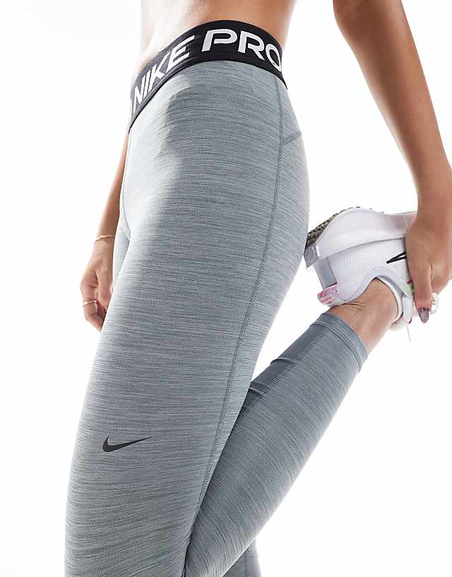Asos Nike Pro Training 365 Mid Rise 7/8 Leggings In Grey