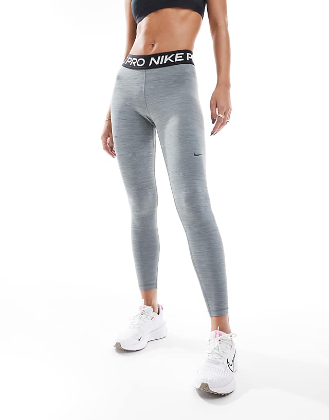Asos Nike Pro Training 365 Mid Rise 7/8 Leggings In Grey