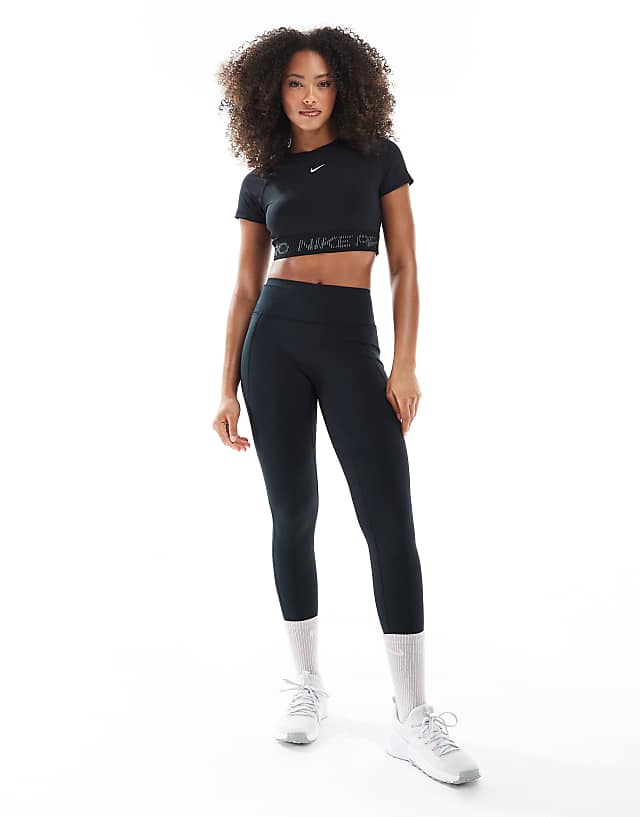 Asos Nike Pro Training Dri-FIT Cropped T-shirt In Black