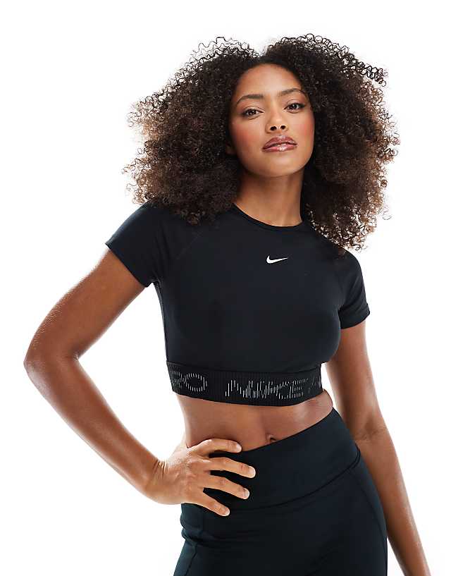 asos Nike Pro Training Dri-FIT cropped t-shirt in black