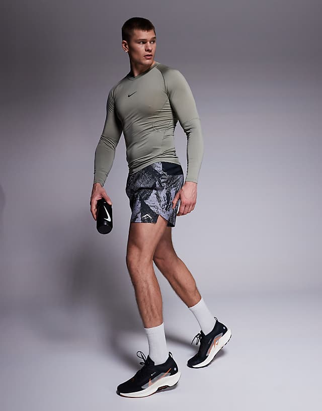 Asos Nike Pro Training Dri-FIT Muscle Fit Long Sleeve Top In Khaki