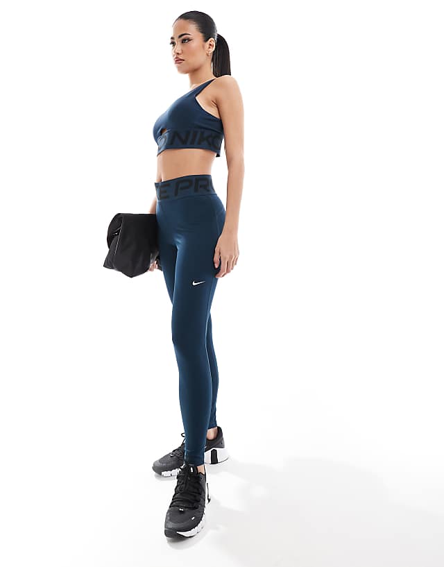 asos Nike Pro Training high-waisted sculpt leggings and sports bra in navy