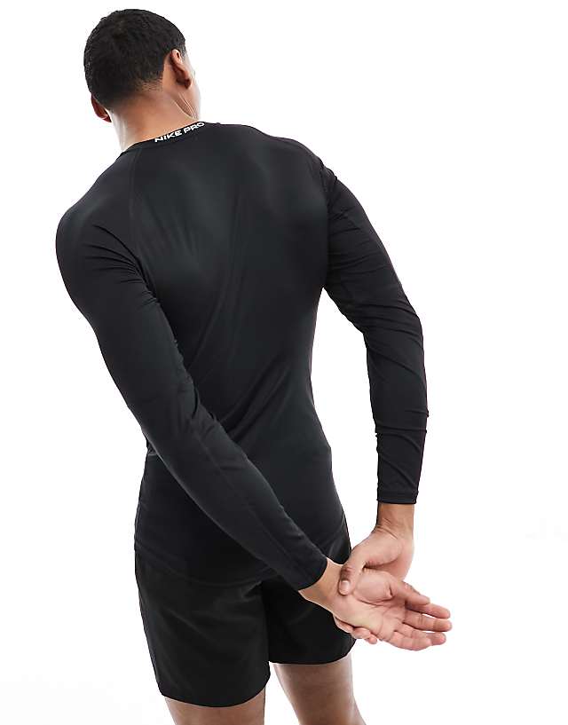 Asos Nike Pro Training Muscle Fit Long Sleeve T-shirt In Black