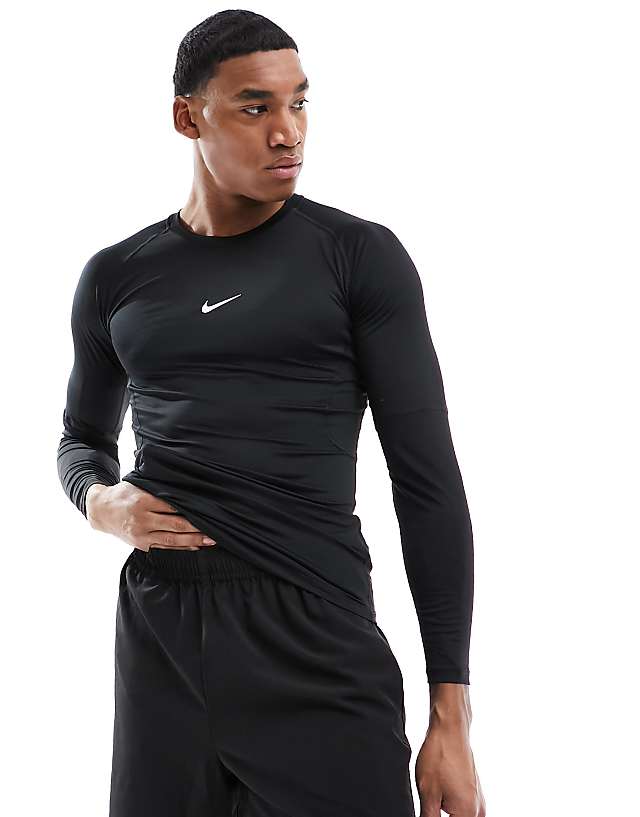 asos Nike Pro Training muscle fit long sleeve t-shirt in black