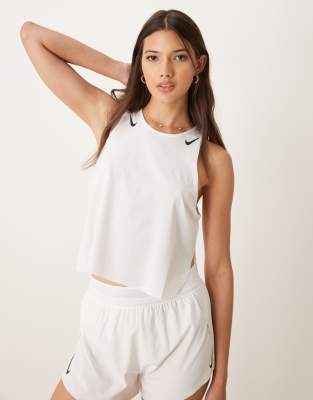 Asos Nike Running Aeroswift Dri-FIT Cropped Running Tank Top And Shorts In White
