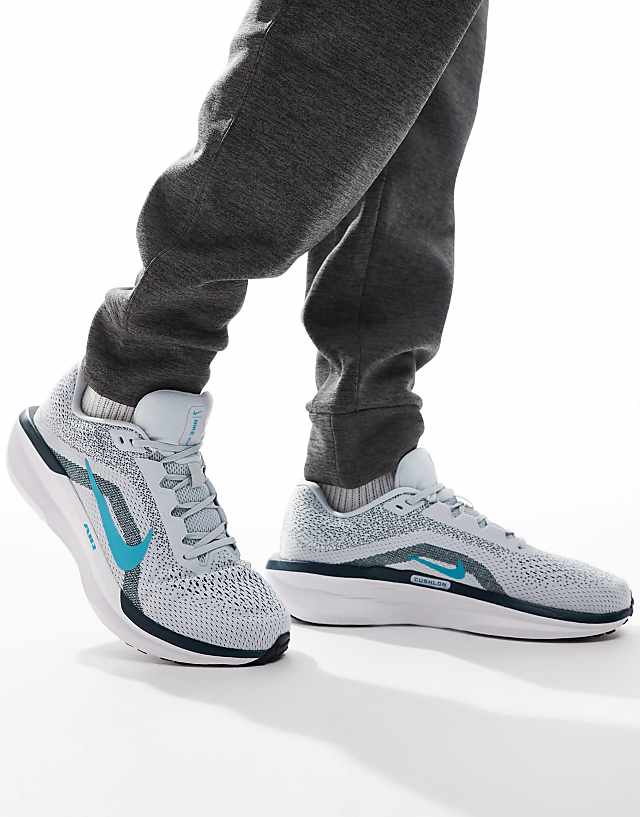 Asos Nike Running Air Winflo 11 Trainers In Grey And Blue
