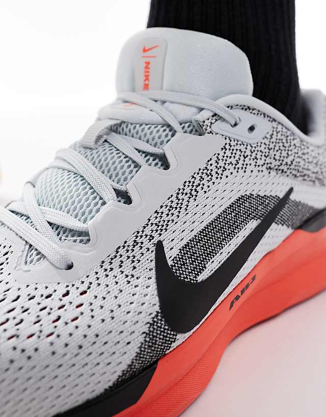 Asos Nike Running Air Winflo 11 Trainers In Grey And Red