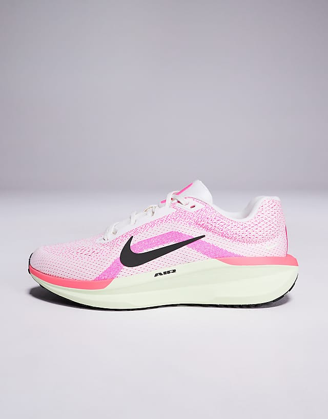 Asos Nike Running Air Winflo 11 Trainers In Pink And Lime
