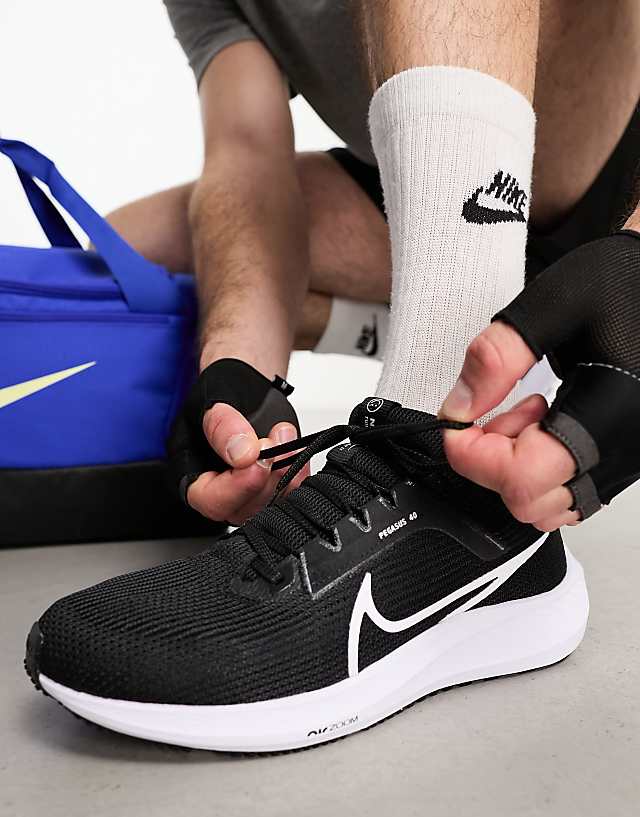 Asos Nike Running Air Zoom Pegasus 40 Trainers In Black And White