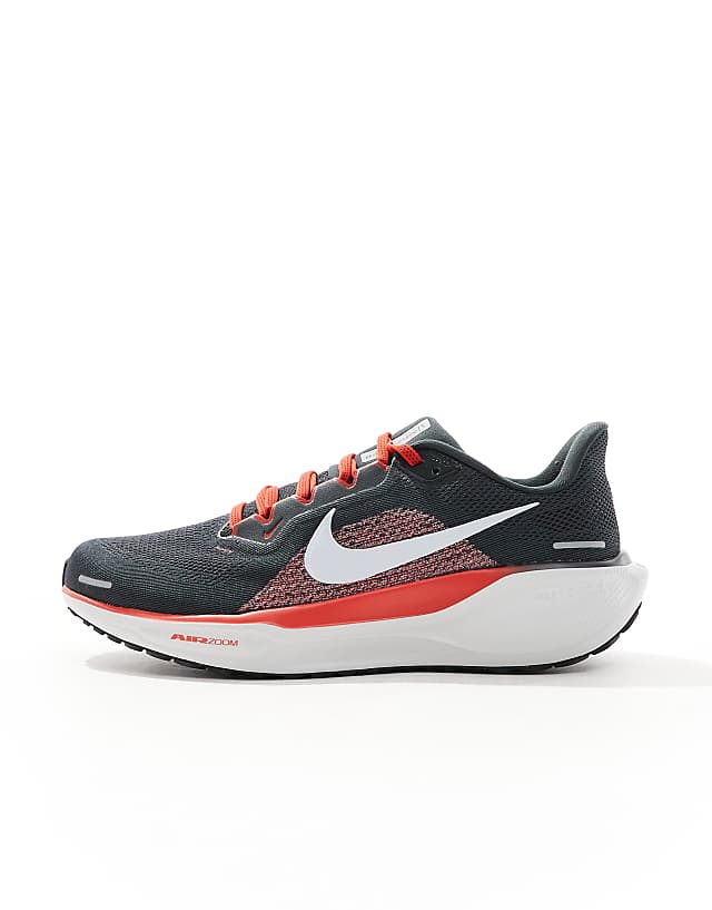 Asos Nike Running Air Zoom Pegasus 41 Wide Trainers In Grey And Red