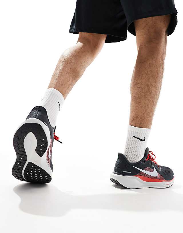 Asos Nike Running Air Zoom Pegasus 41 Wide Trainers In Grey And Red