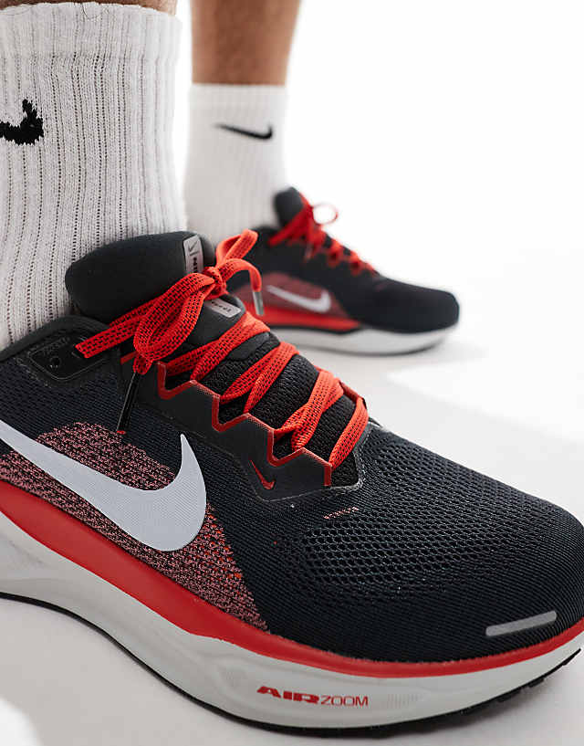 Asos Nike Running Air Zoom Pegasus 41 Wide Trainers In Grey And Red