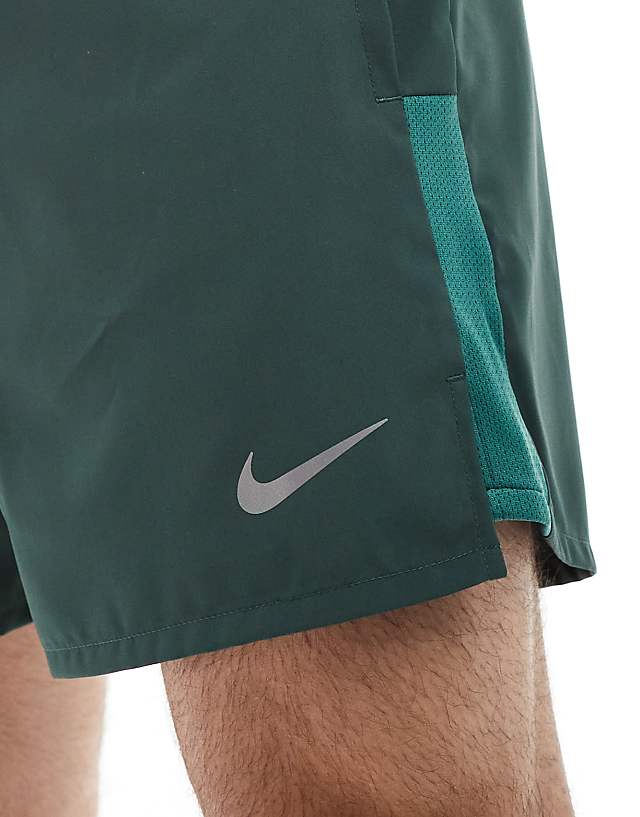 Asos Nike Running Challenger Dri-FIT 5 Inch Shorts In Dark Green
