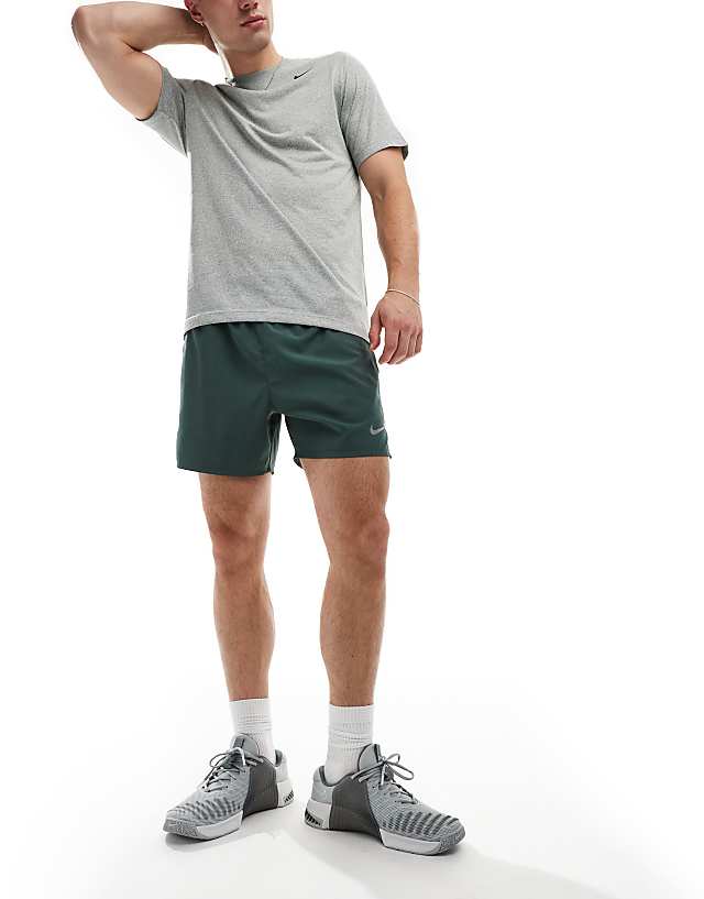 Asos Nike Running Challenger Dri-FIT 5 Inch Shorts In Dark Green