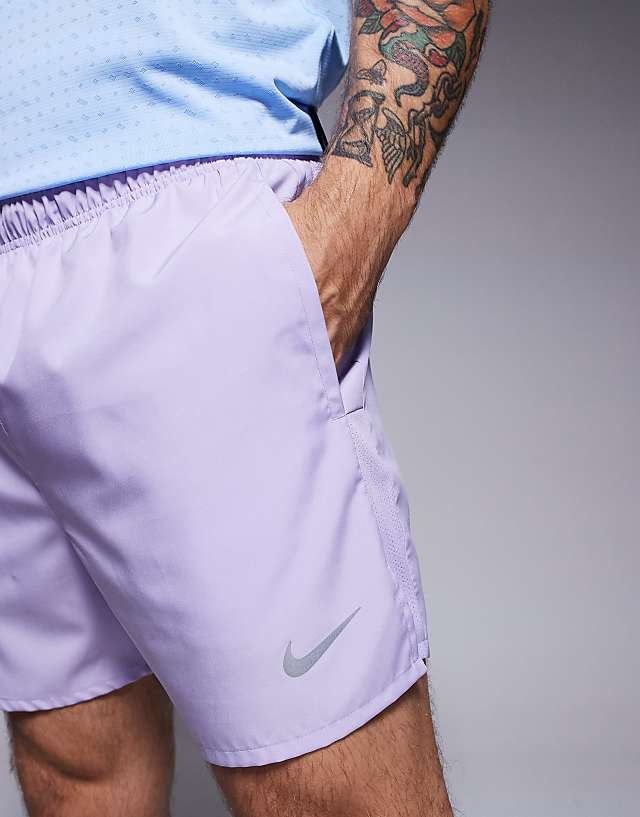 Asos Nike Running Challenger Dri-FIT 5 Inch Shorts In Lilac