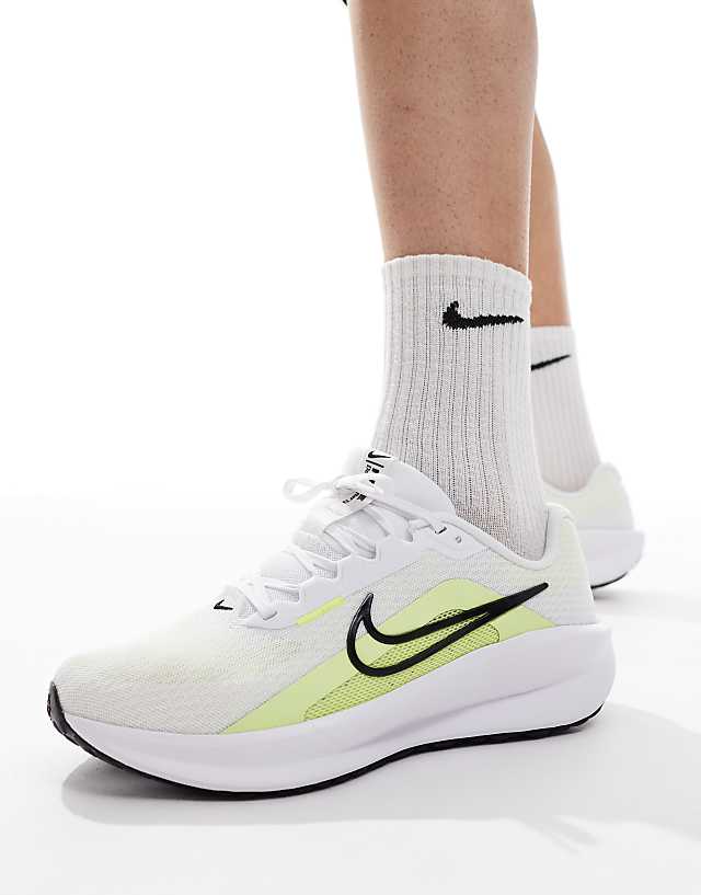 asos Nike Running Downshifter 13 trainers in white and yellow