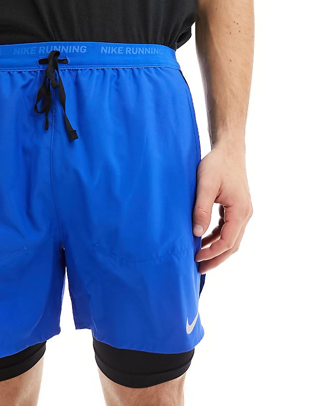 Asos Nike Running Dr-Fit Stride 5inch 2 In 1 Shorts In Royal Blue