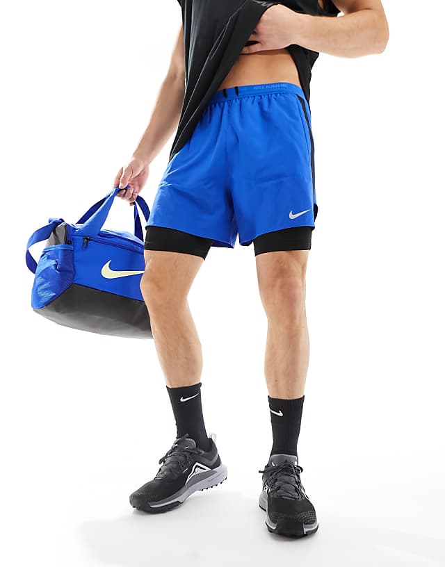 Asos Nike Running Dr-Fit Stride 5inch 2 In 1 Shorts In Royal Blue