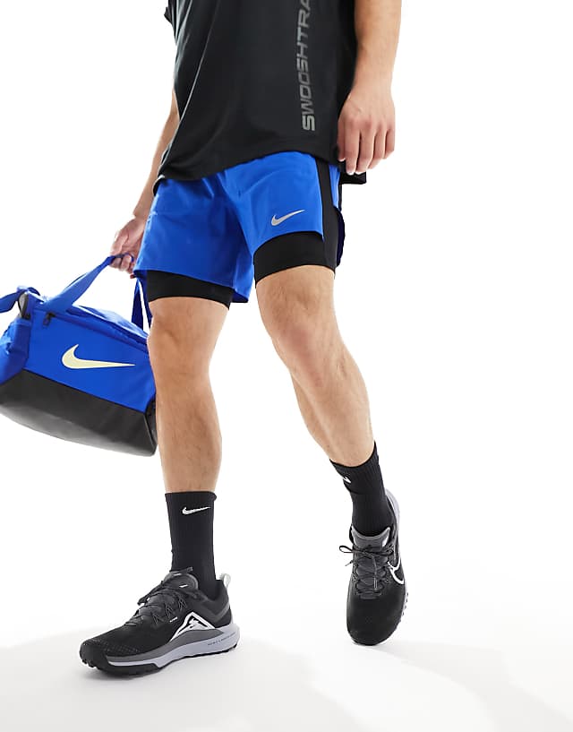 asos Nike Running Dr-Fit Stride 5inch 2 in 1 shorts in royal blue