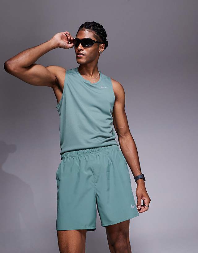 Asos Nike Running Dri-FIT Challenger 5 Inch Shorts In Green