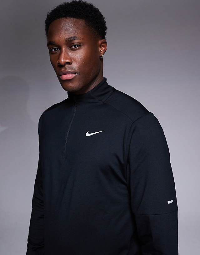 Asos Nike Running DRI-FIT Element Zip Long Sleeve Top In Black