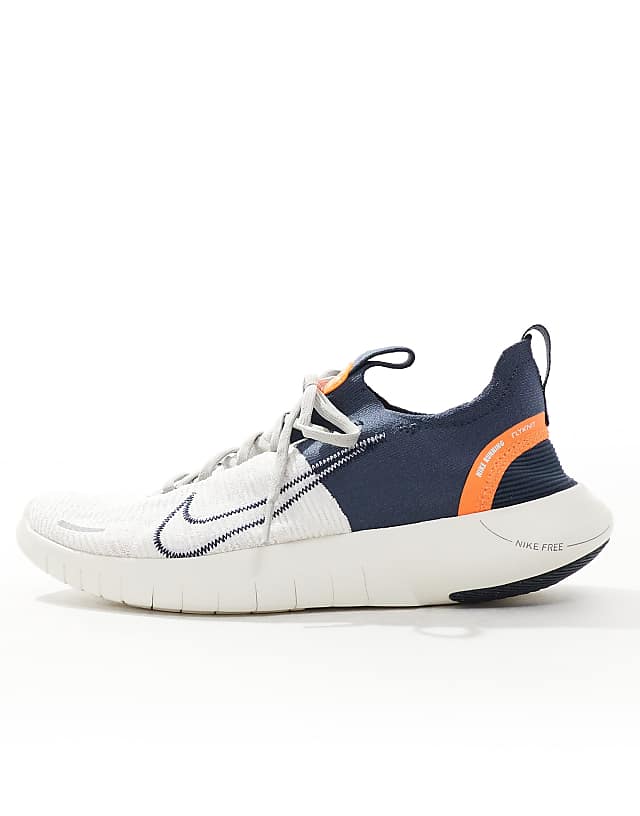 Asos Nike Running Free Run Flyknit NN Trainers In Grey And Orange