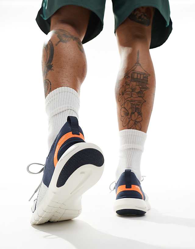 Asos Nike Running Free Run Flyknit NN Trainers In Grey And Orange