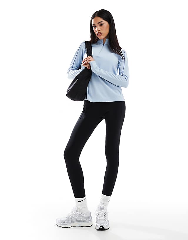 Asos Nike Running Gym Life Swoosh Pacer Dri-FIT Half Zip Long Sleeve Top In Light Blue