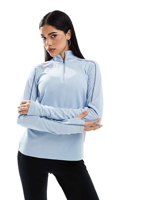 Asos Nike Running Gym Life Swoosh Pacer Dri-FIT Half Zip Long Sleeve Top In Light Blue