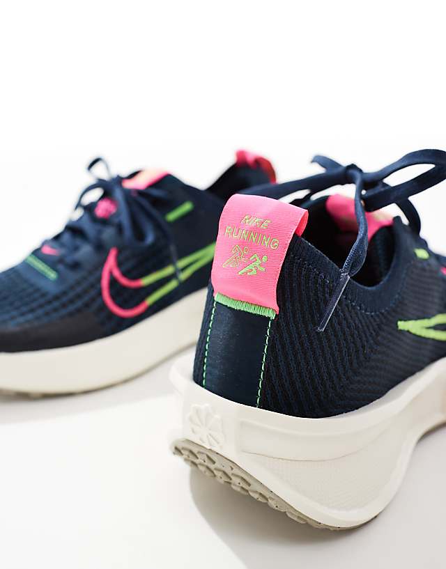 Asos Nike Running Interact Run Trainers In Navy And White