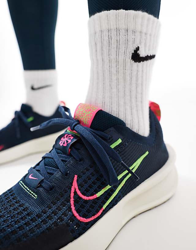 Asos Nike Running Interact Run Trainers In Navy And White
