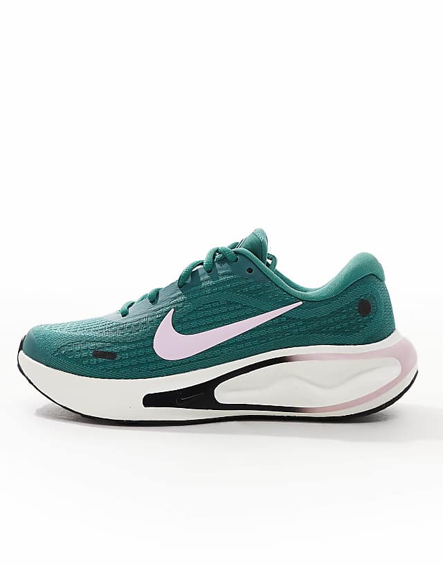 Asos Nike Running Journey Run Trainers In Green And Pink