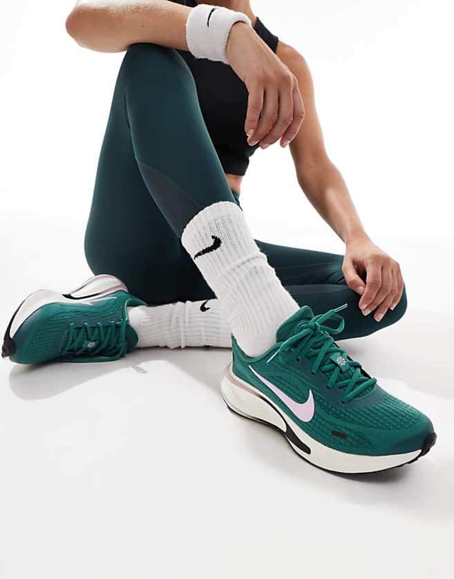 asos Nike Running Journey Run trainers in green and pink