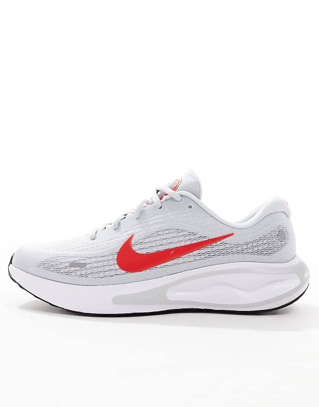 Asos Nike Running Journey Run Trainers In Grey And Red