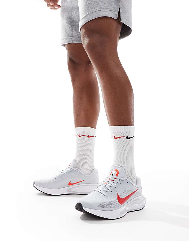 Asos Nike Running Journey Run Trainers In Grey And Red