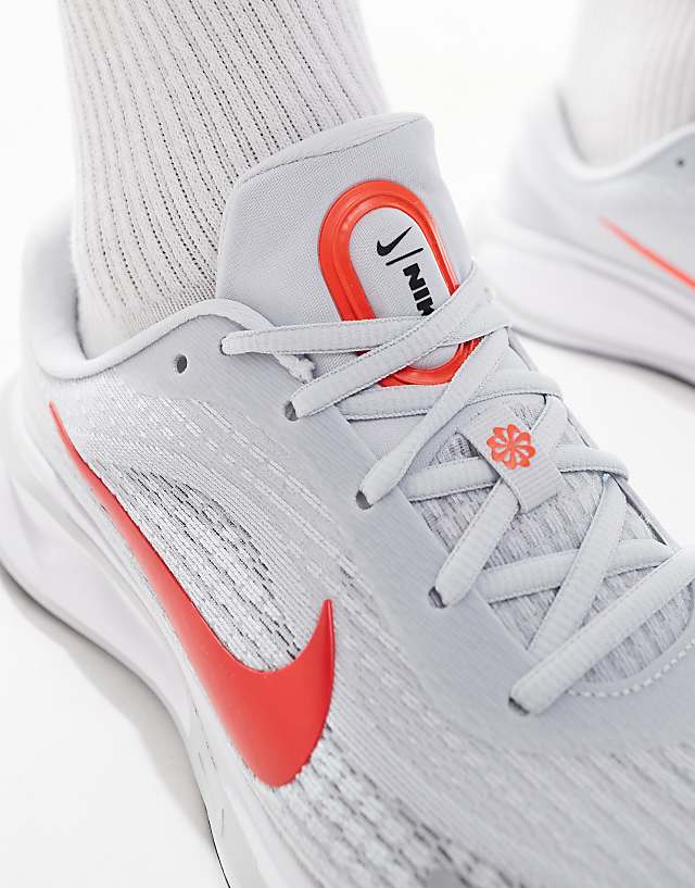 Asos Nike Running Journey Run Trainers In Grey And Red