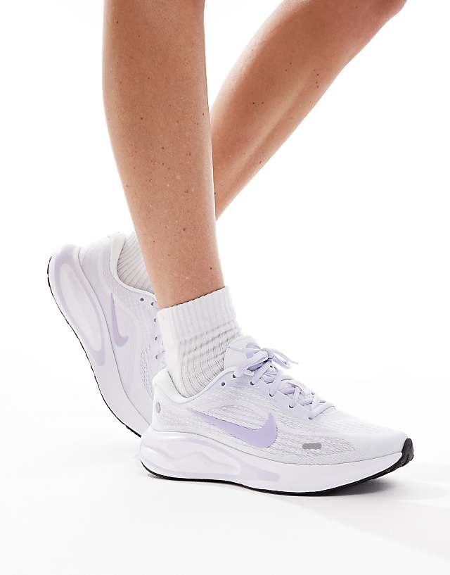Asos Nike Running Journey Run Trainers In White And Lilac