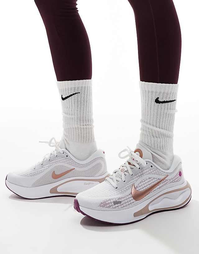 Asos Nike Running Journey Run Trainers In White And Purple