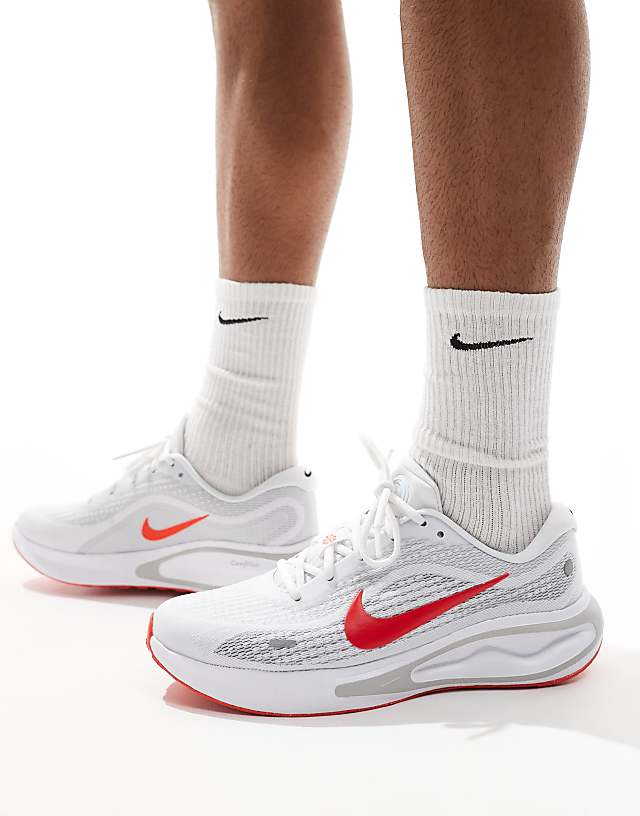 Asos Nike Running Journey Run Trainers In White And Red