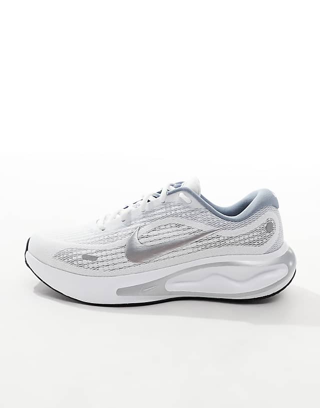 Asos Nike Running Journey Run Trainers In White And Silver