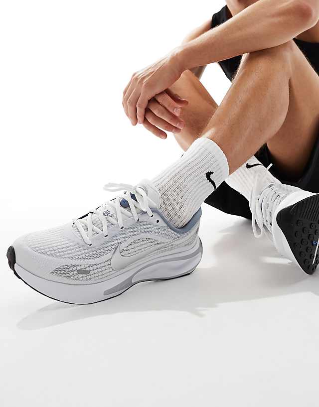 asos Nike Running Journey Run trainers in white and silver