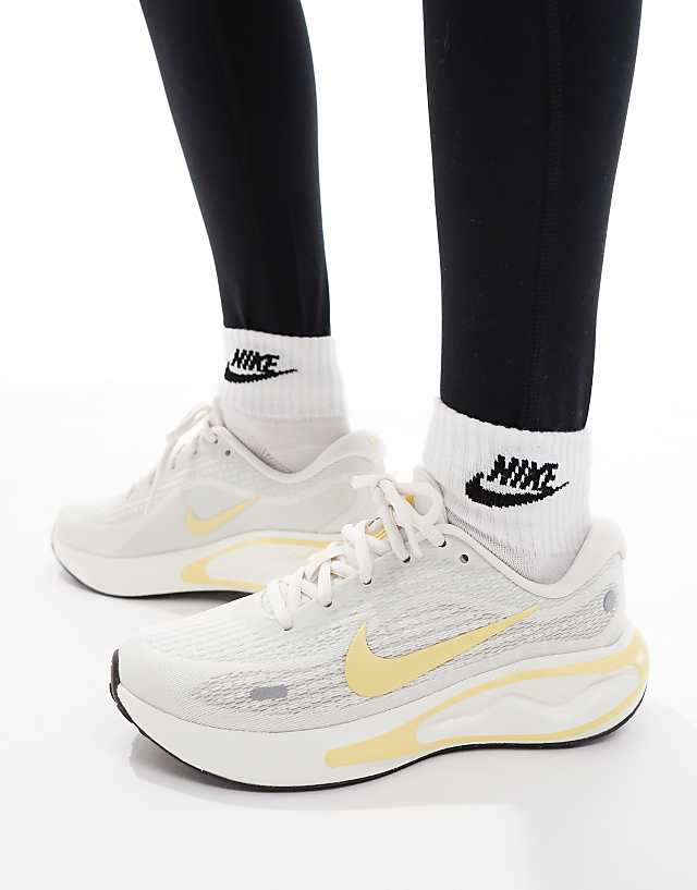 Asos Nike Running Journey Run Trainers In White And Yellow