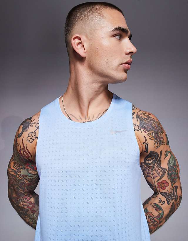 Asos Nike Running Miler Breathe Dri-FIT Vest In Blue