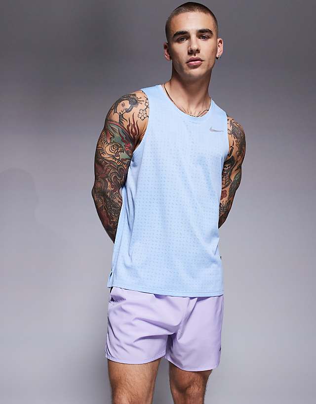 asos Nike Running Miler Breathe Dri-FIT vest in blue