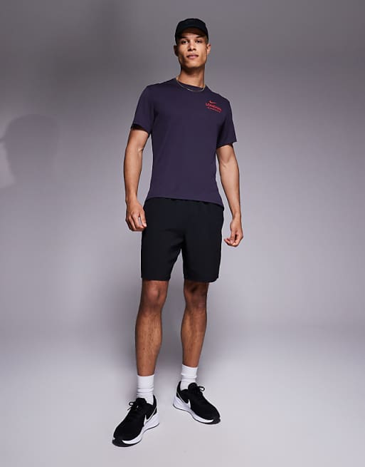 Asos Nike Running Miler City Marathon T-shirt In Dark Purple