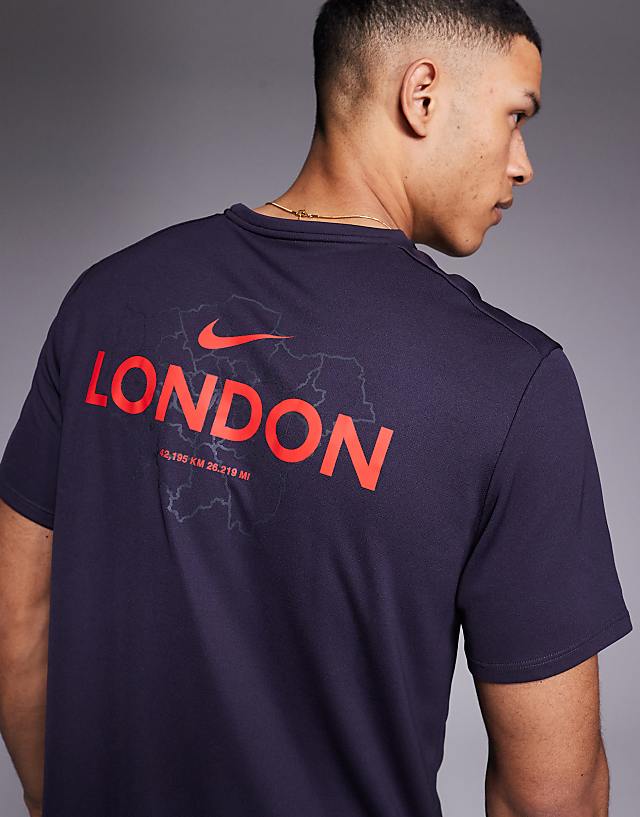 asos Nike Running Miler City Marathon t-shirt in dark purple