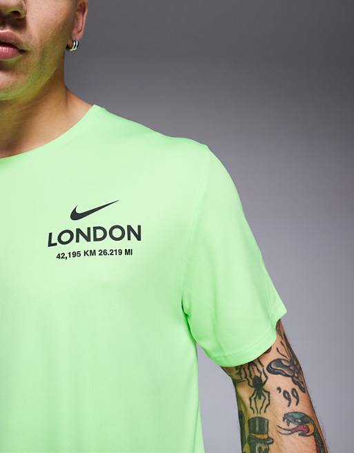 Asos Nike Running Miler City Marathon T-shirt In Green