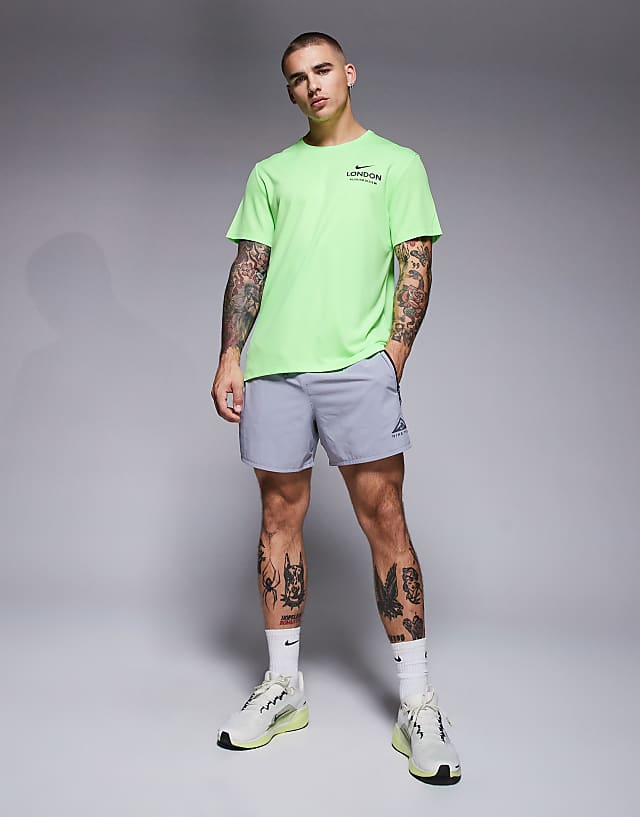 Asos Nike Running Miler City Marathon T-shirt In Green
