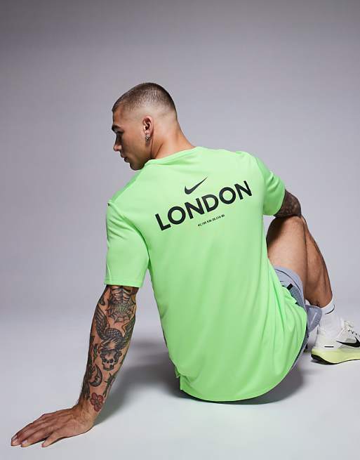 asos Nike Running Miler City Marathon t-shirt in green